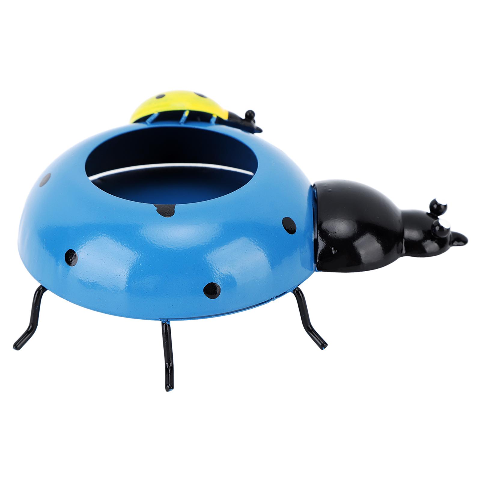 

5.4cm Diameter Flower Pot Decor Ladybug Shaped Smoothing Surfaces Iron Planter Pot for Garden Blue синий