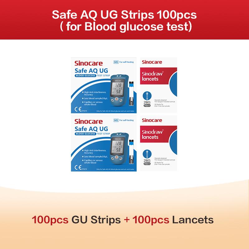 AWP1 Sinocare Safe AQ UG Blood Glucose & Uric Acid Meter or Glucose/ Uric Strips for Diabetics Gout Glucose Meter Multi-package