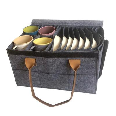 Dish Cup Organizer Bag Cup Holder Thickened Camp Tableware Storage Container Kitchen Cabinet Layered Plate Storage Box Felt Boar