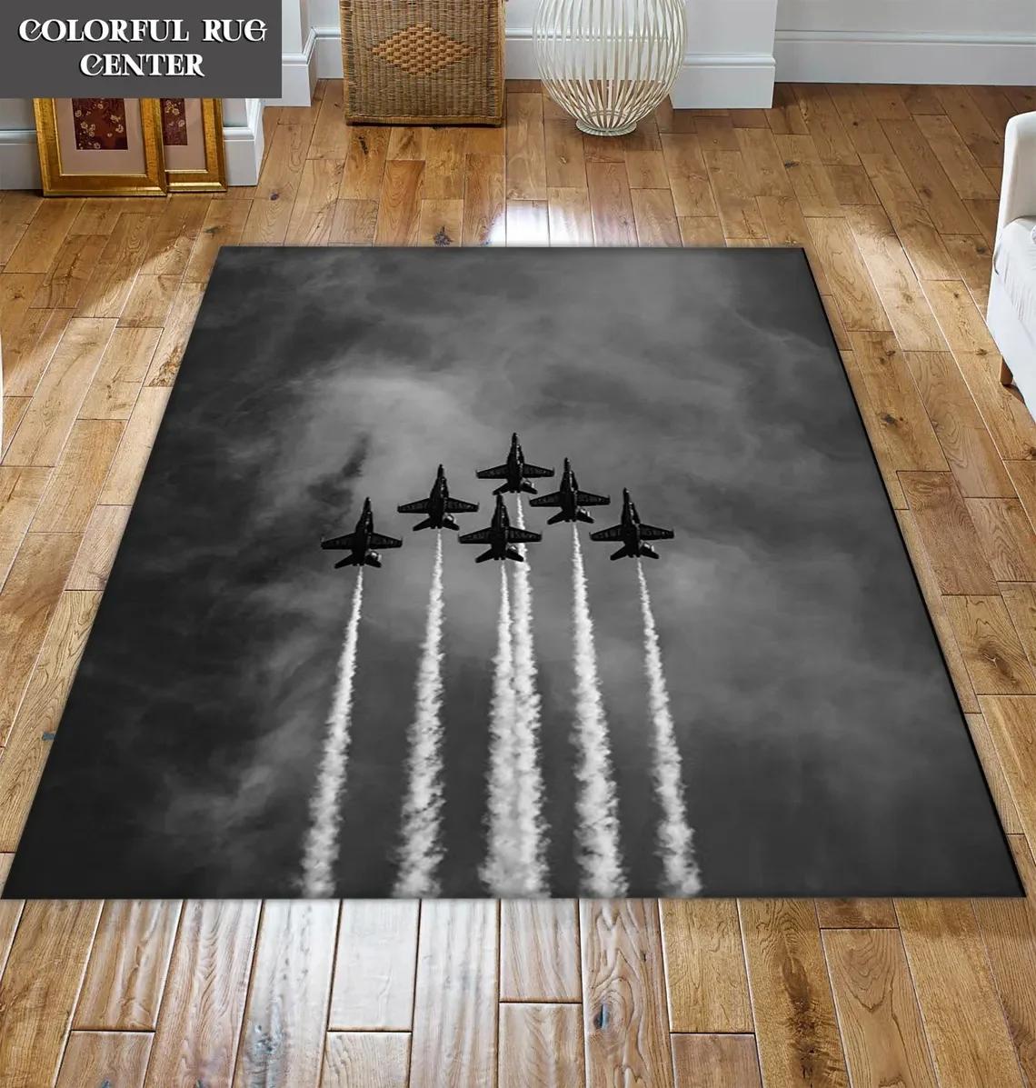 Aviation Themed Area Rug Jet Plane Pattern Carpet for Man s  Living Room Bedroom Decor Kitchen Leisure Balcony Floormat Doormat 60x90cm(23x35in)