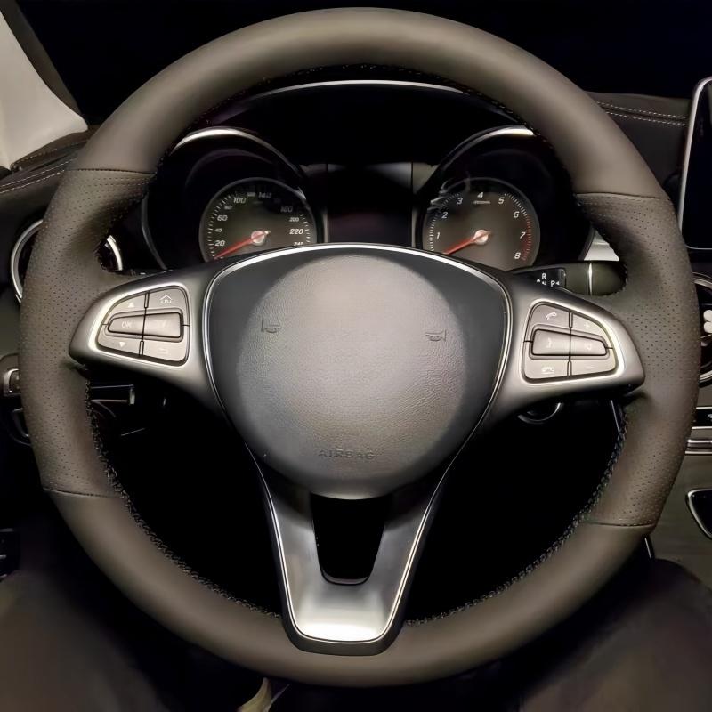 Steering Wheel Cover Faux Leather Breathable For Mercedes Benz W176 W246 W205 C218 W447 Braiding Cover For Benz Steering Wheel Blue Thread