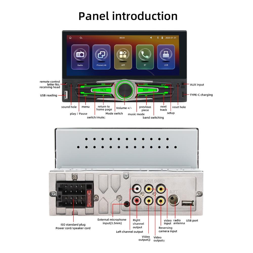 7-calowy samochodowy odtwarzacz MP5 z ekranem dotykowym i ekranem dotykowym 1 Din Radio samochodowe Carplay i Android Auto do uniwersalnego odtwarzacza multimedialnego radia samochodowego