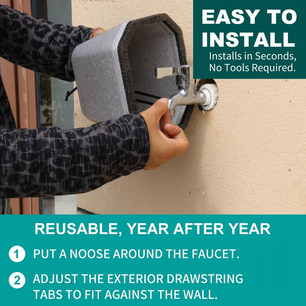 Outdoor Faucet Cover Foam Insulated Freeze Protection Tap Cover Winter Anti Freeze Waterproof Faucet Protector