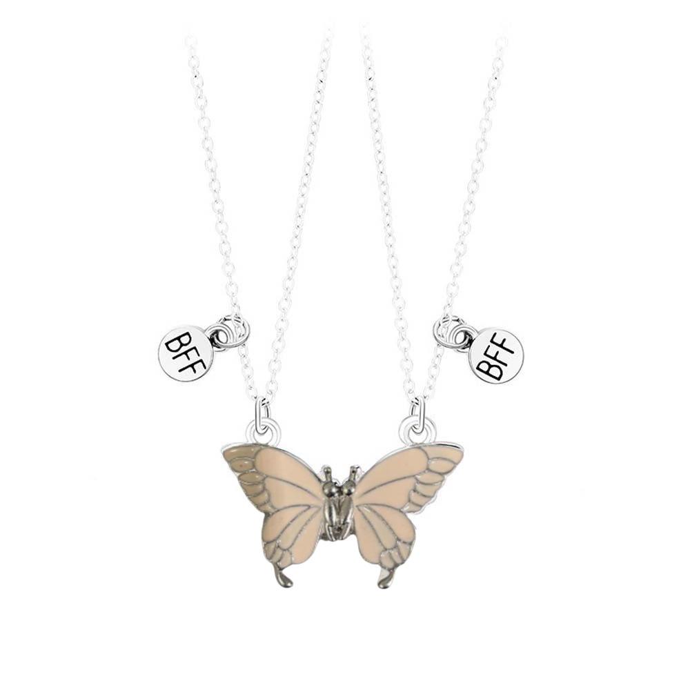 BFF Necklace Magnetic Necklaces Butterfly Pendant Choker Women's Jewelry Couple Clavicle Chain