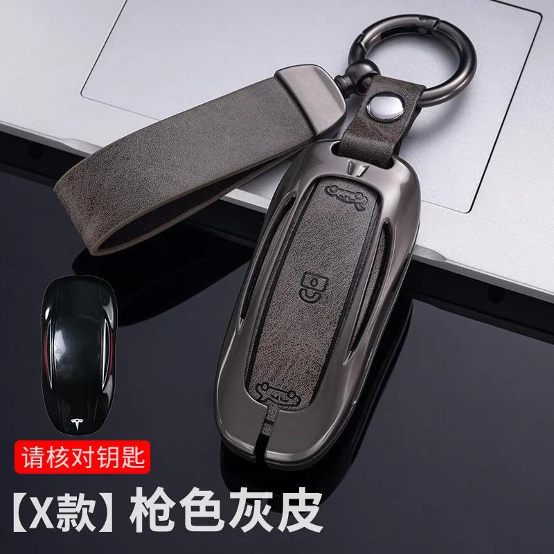 Car Sticker Tesla Zinc Alloy Car Smart Remote Key Case Fob Cover Holder For Tesla Model 3 Model Y Model X/S Auto Protector Keych
