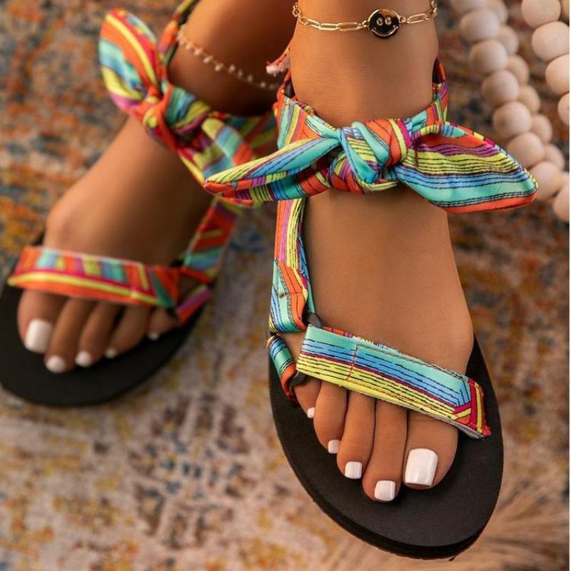 Fashion Summer Women Sandals Casual Bow Shoes for Women Fashion 2025 Outdoor Leopard Beach Shoes Sandalias De Mujer Chaussures Femme