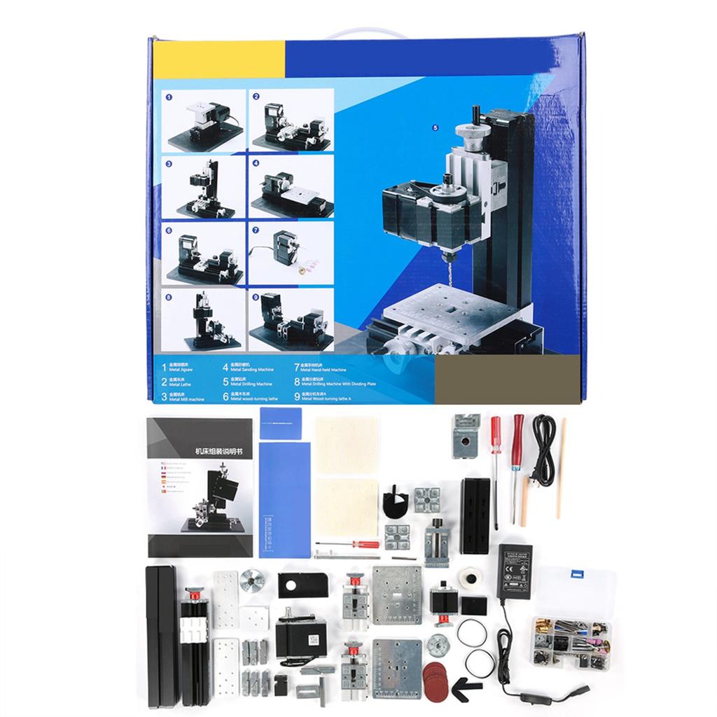 6 In 1 Mini Lathe All Metal Combining Machine Tool TZ6000M High Power 60W