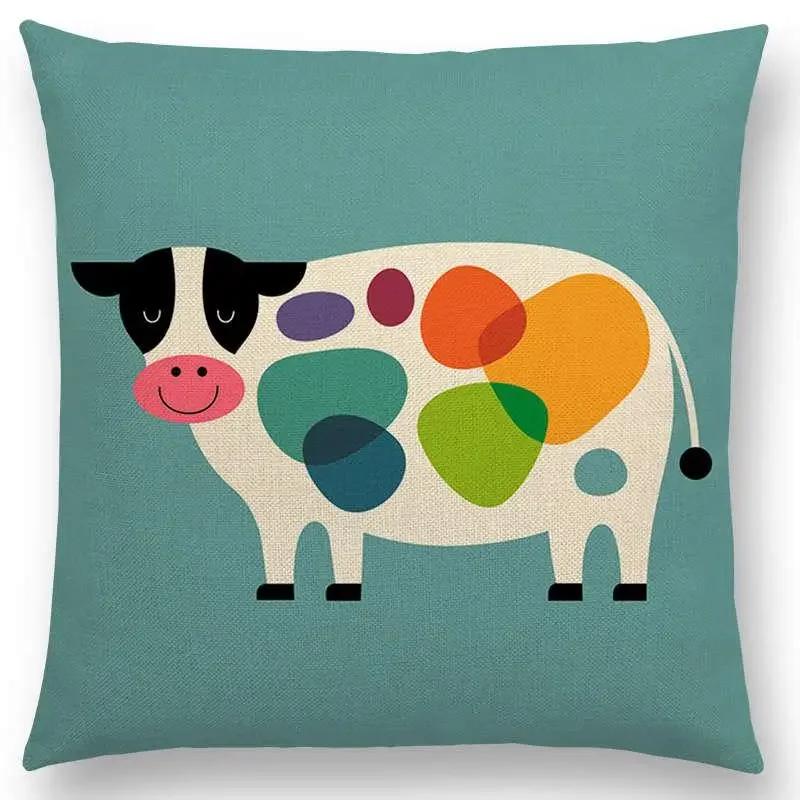 Latest Cartoon Animals Interesting Deer Panda Sheep Bulldog Chameleon Colourful Cushion Cover Car Sofa Throw Pillow Case