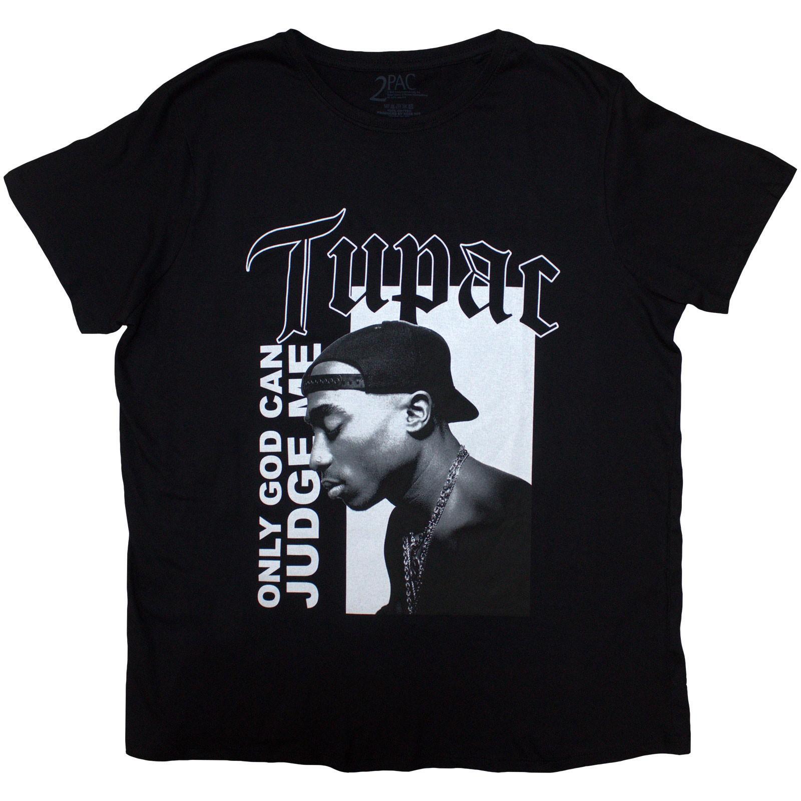 Men s Tupac Only God Text T-shirt Medium Black XL