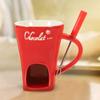 Calentador Horno para derretir chocolate Olla para helados Fondue de cerámica Calentador de queso Derretidor rojo caliente Tenedor Ollas