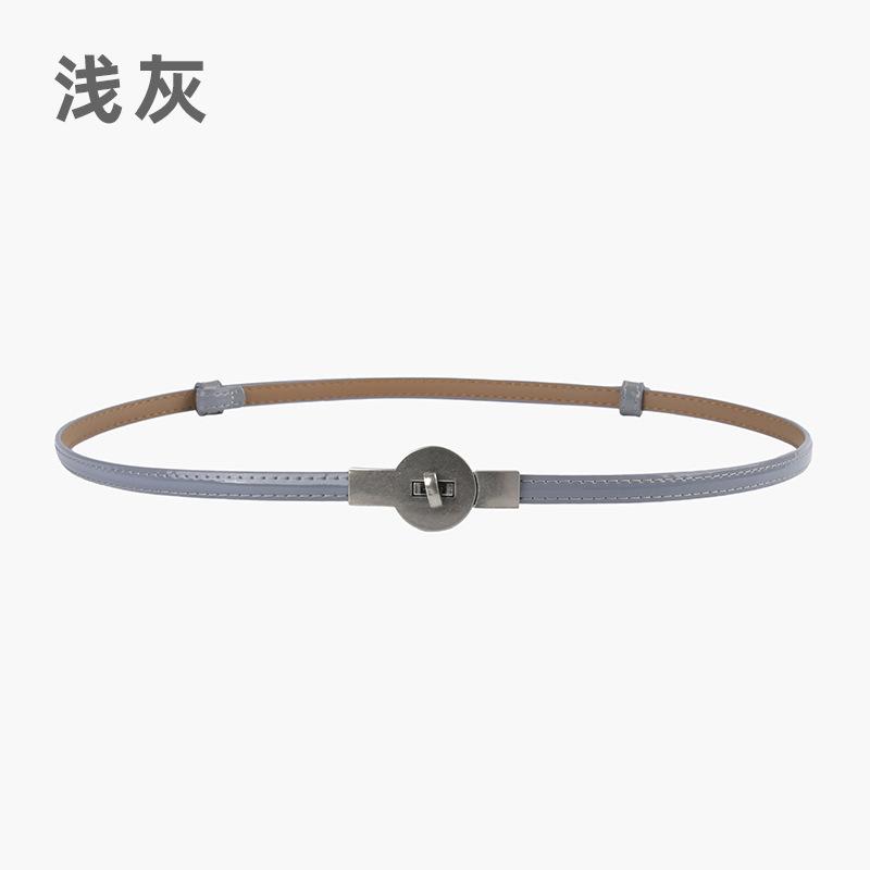 

Ретро пряжка тонкий ремень женский с украшением в виде платья маленький пояс талия тонкий лакированный коровья кожа светло-серый