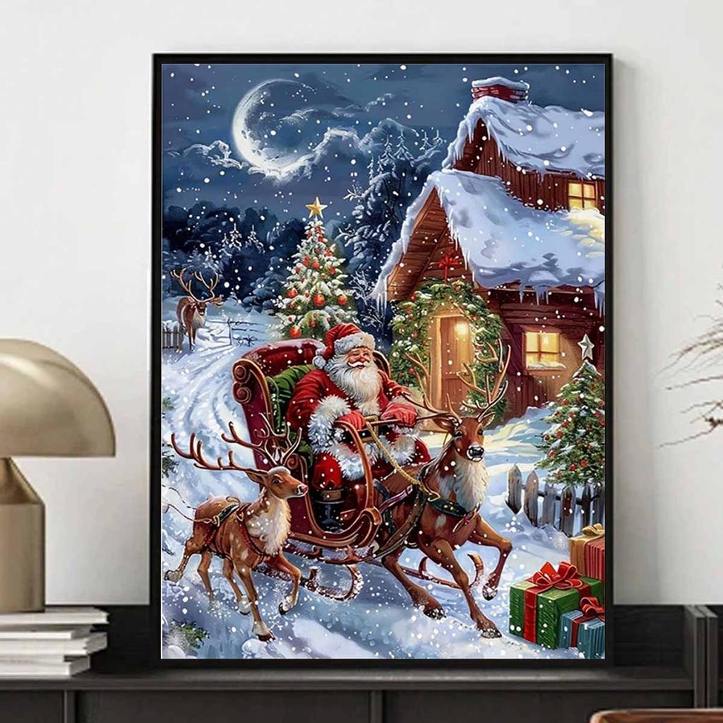 Diamond Painting Set DIY 5D Full Diamond Christmas Santa Claus Sleigh Reindeer Crafts for Home Wall Decoration