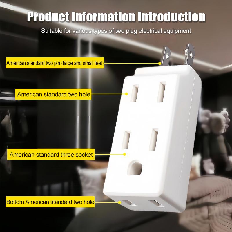 3 In 1 American Standard Power Plug Adapter Nema 1-15P Male To Female 125 Degree Rotation Us 2 Pin To 3 Pins Socket