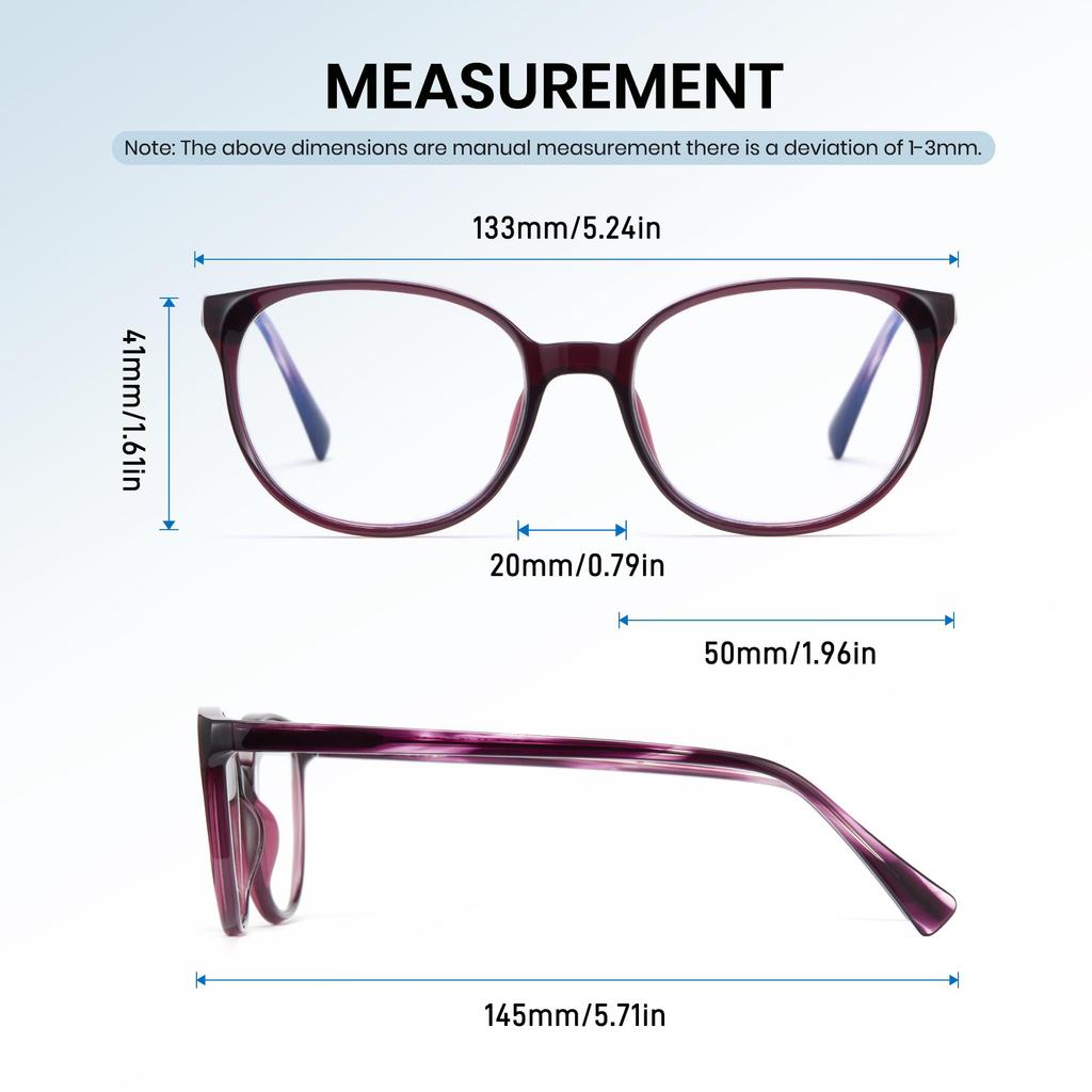 Cyxus Blue Light Blocking Boston UV Unisex Glasses, Non-Prescription, Frame, Protection, Stylish, (8149T26 Purple)
