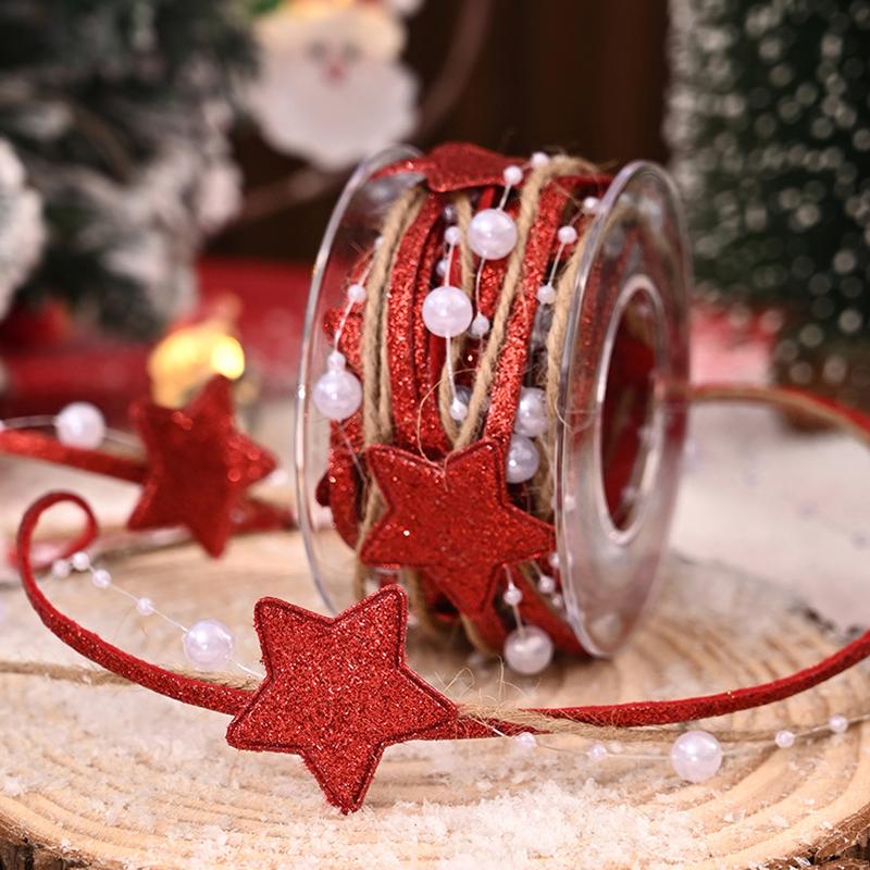 

Christmas Wrapping Ribbon Christmas Gift DIY Christmas Decor Glitter Stars Design Shiny Multi-Layer Luxury 5 Yards