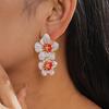 Vintage Dripping Oil Five-Petaled Flower Drop Earrings for Women Ladies Fashion Temperament Dangle Earrings Jewelry Accessories