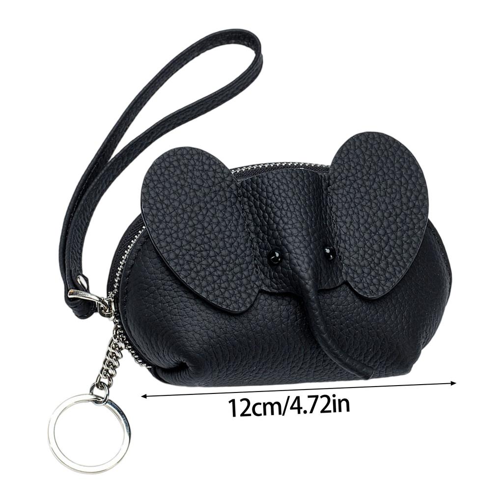 Sturdy Genuine Leather Elephant Designs Card Holders Zippered Wallet for Women