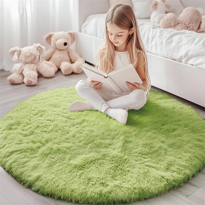 Plush Carpets Fluffy Ultra Soft Indoor Modern Area Rugs Living Room Play Mats Fluffy Round Rugs For Girls Bedroom