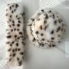 Autumn and winter new imitation lynx scarf hat set leopard print plush bucket hat shows small face thickened warm ear hat