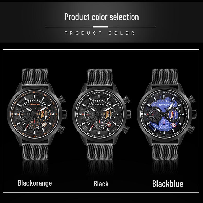 Sanda Men’s Six-Hand Waterproof Casual Business Watch - Korean Style Fashion Trend