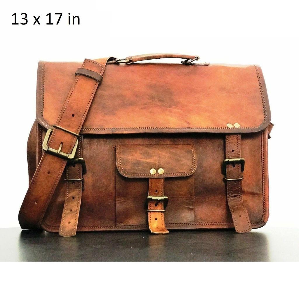 Bolso de cuero para hombre New Goat Vintage Styel Brown Messenger Laptop Maletín de hombro