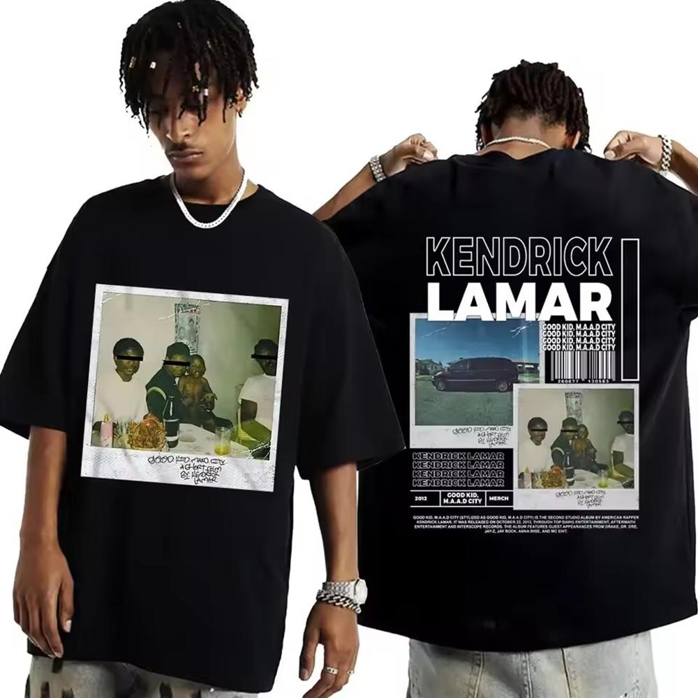 Rap Singer Kendrick Lamar Good Kid Tshirt 2025 Summer Mens Womens Short Sleeved Round Neck Printed Tshirt Mens Clothing