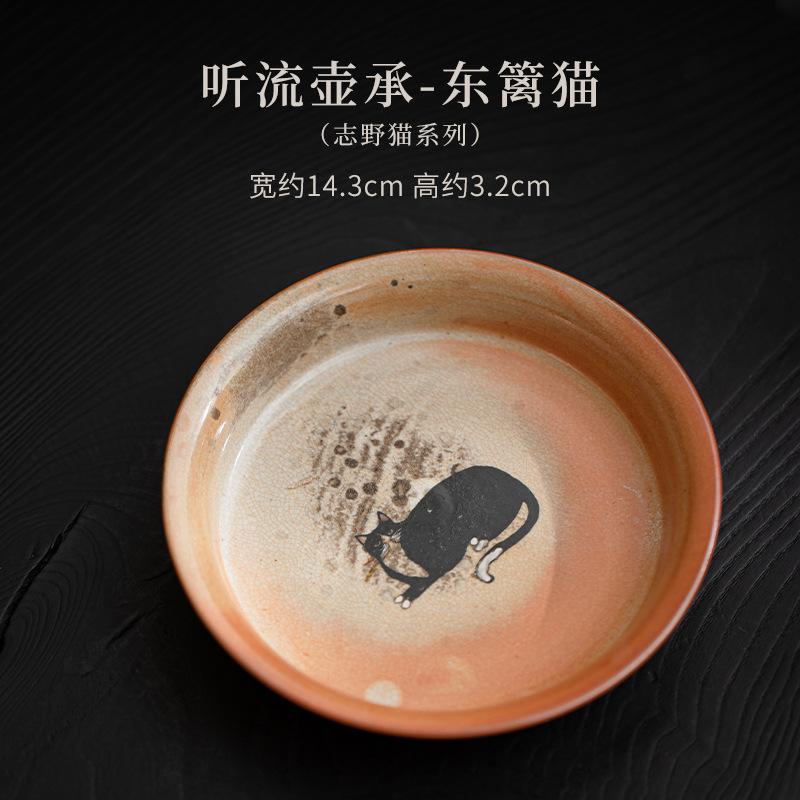 Kreativer Handbemalter Zhiye Katzen-Topfhalter Halter Trockenbrüh-Tisch Teetablett Keramik-Isolierunterlage Obst-Snack-Platte Zubehör