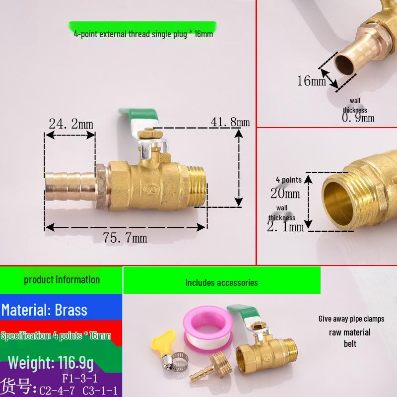 Brass Pagoda Water Pipe Ball Valve (6-19mm) with Hose Switch
