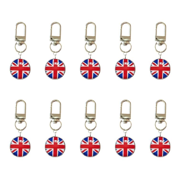 10PCS/Lot Trend Football Keychains Feature Bright Country Flags Rustproof Alloy And Glass Backpacks Decoration