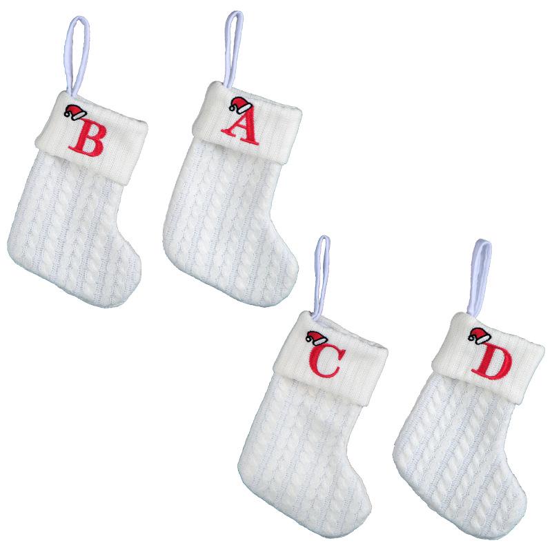 Kids' Embroidered White Knit Christmas Stocking - Holiday Decor