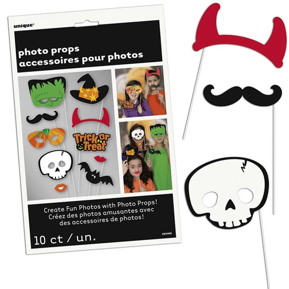 Unique Party Trick Or Treat Halloween Photobooth Props (Pack of 10)