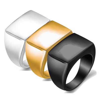 Minimalistischer 18MM Rechteckiger Titan Edelstahl Damenring mit Anpassbarem Laserlogo