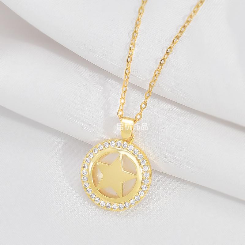 

Бриллиантовое круглое брендовое ожерелье женское высококлассное простое трендовое темпераментное кулон в виде пятиконечной звезды