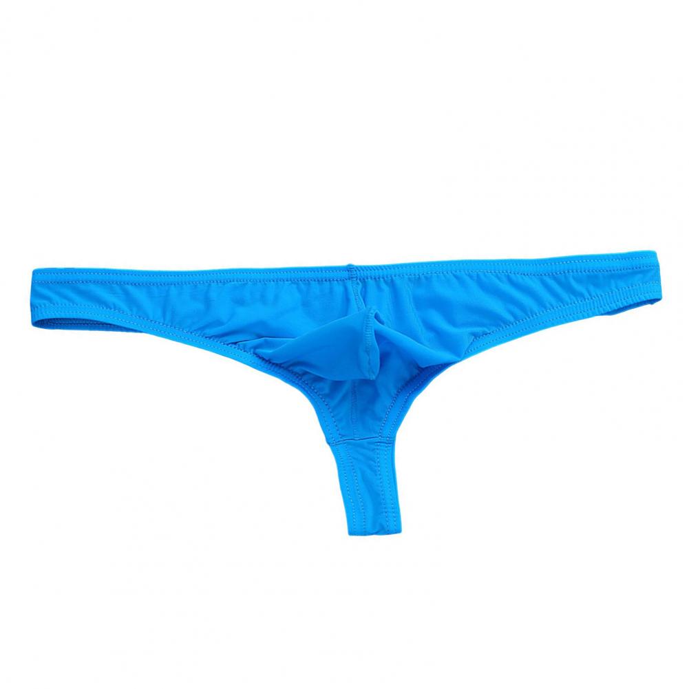 Men Sexy Thong Low-rise U-Convex Solid Color Briefs Elastic Waistband Slim Fit Solid Color Ice Silk Underwear Daily Wear