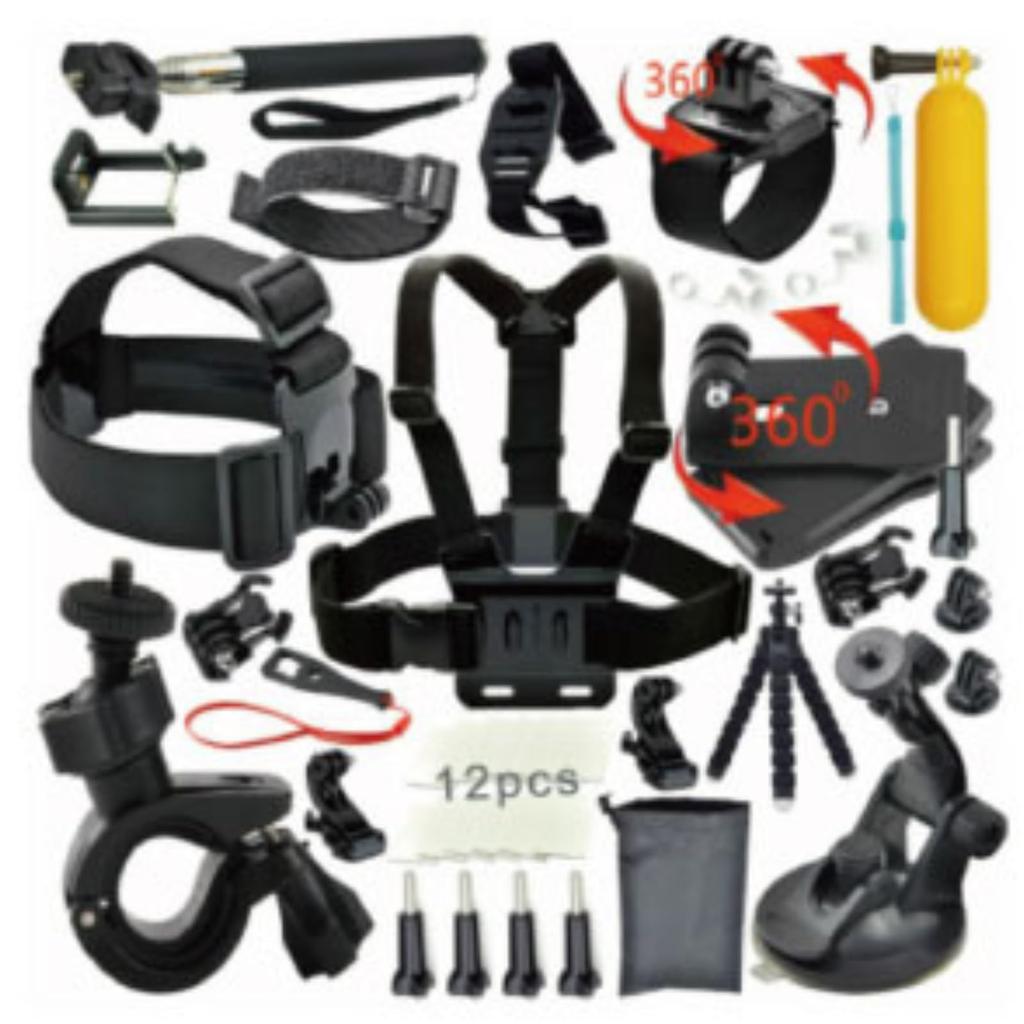 SMALY Action Camera Accessory Set Compatible with GoPro Hero 5 and (26 pieces) - 11, 10, 9, 8, 7, 6, Max, SJCAM, Insta360, Fusion, DJI, more.