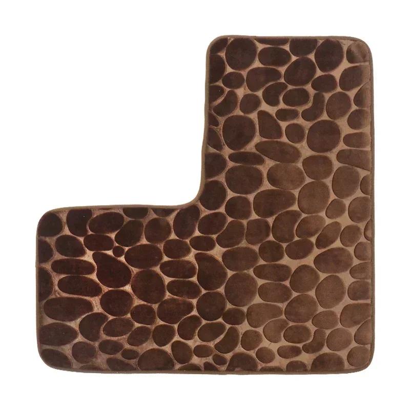 

Новый Нескользящий Коврик для Ванной Комнаты Брусчатка Угловой L-образной Формы Коврик для Туалета Машинная Стирка Мягкий Впитывающий Напольный Коврик для Туалета Коврики для Ванны и Душа 80x80cm шоколадный