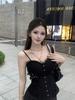 #Summer new Spice Girl retro heavy industry sling vest women's waist design slim one-piece with chest pad