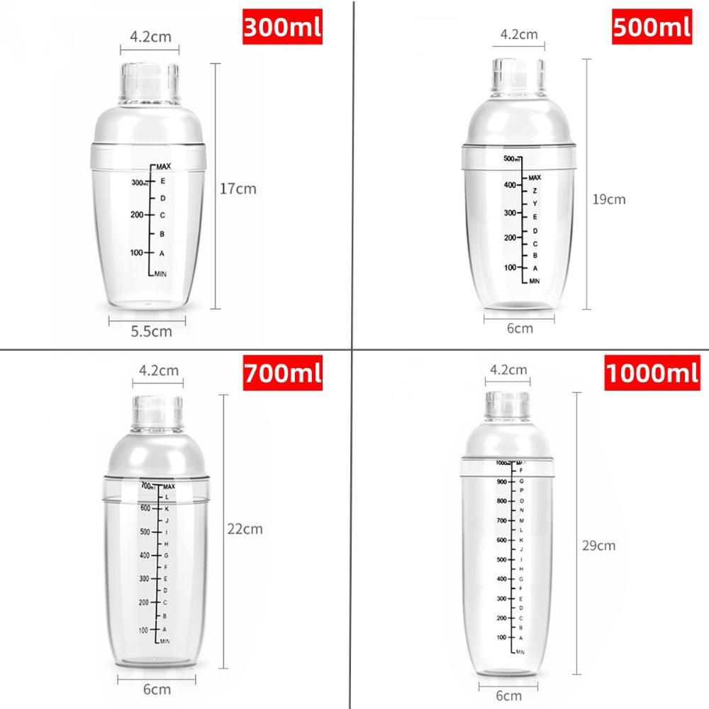 300/500/700/1000ml Akrylový šejkr na mléčný čaj Koktejlový šejkr na džus Láhev Mixér na džus Barové potřeby