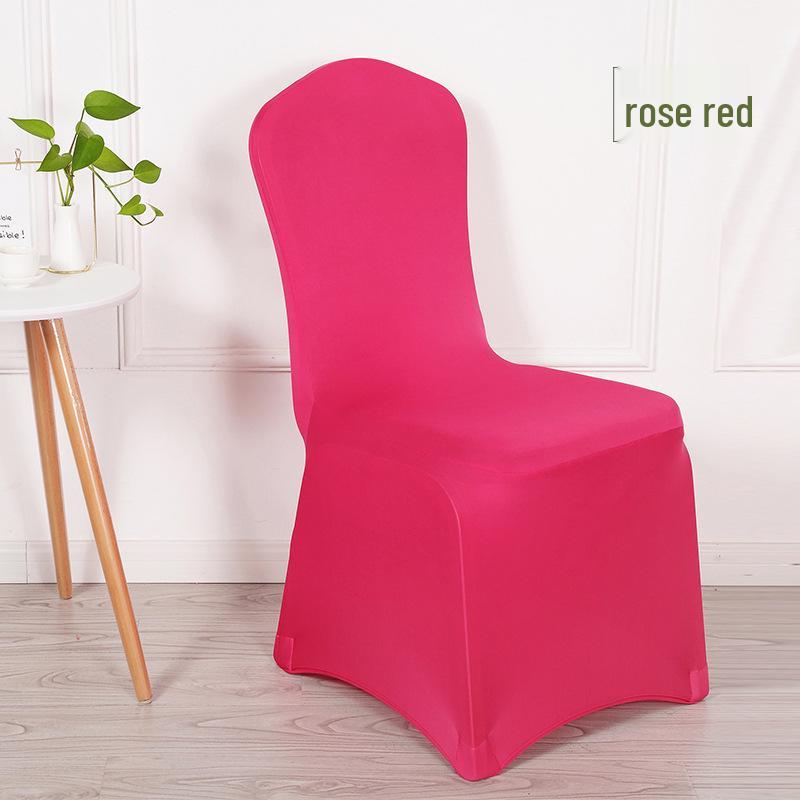 Red and White Stretch Chair Cover - Dustproof, Full Coverage for Banquet, Hotel, or Wedding Chairs.