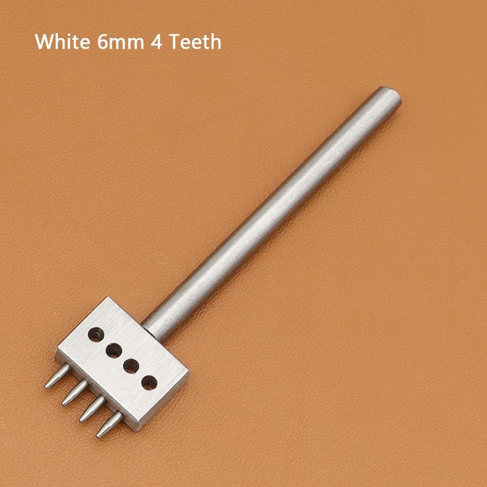 1Pcs New 2/4/6Teeth Leather Punching Tool Manual 4/5/6/8mm Hole Punch Tool Hole Spacing Drilling Steel Round Punch Die Set