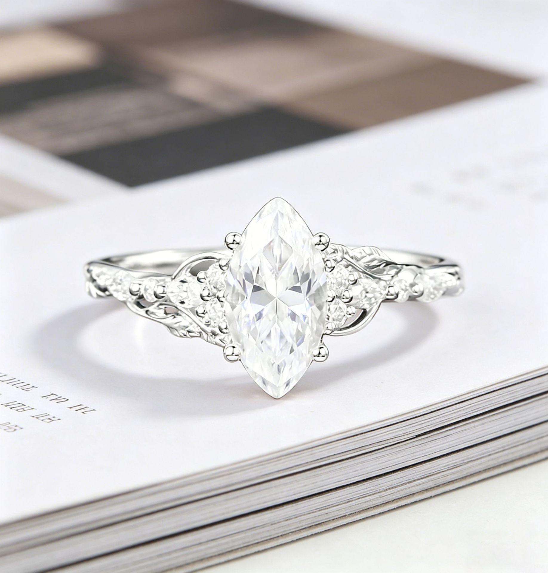 Yanbai Elegant Gold  Silver Water Drop Ring - Fashionable European  American Mori Style Size 8