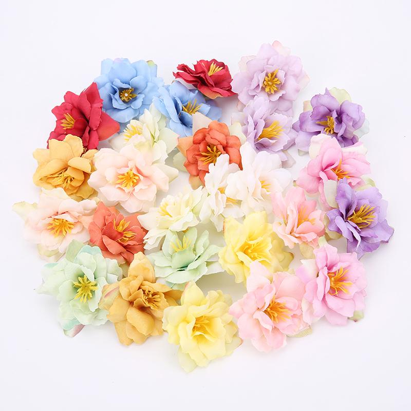 10/20Pcs 5cm Artificial Flowers Heads Wedding Party Decoration Home Room Decor DIY Wreath Scrapbook Gift Box Craft Fake Flowers