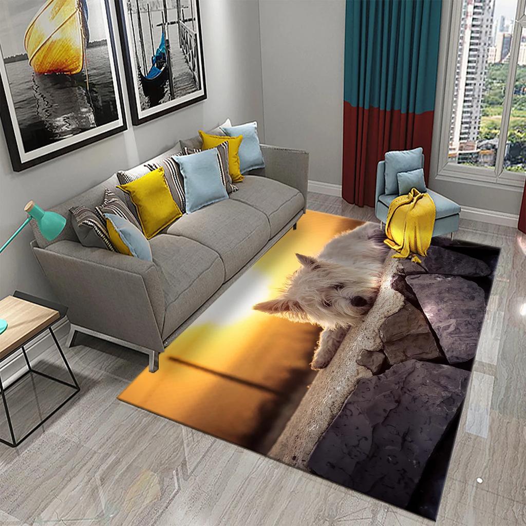 West Highland White Terrier Hund Teppich Niedlicher Welpe Tier Badezimmer Küche Schlafzimmer Anti-Rutsch Teppich Eingang Toilette Fußmatte