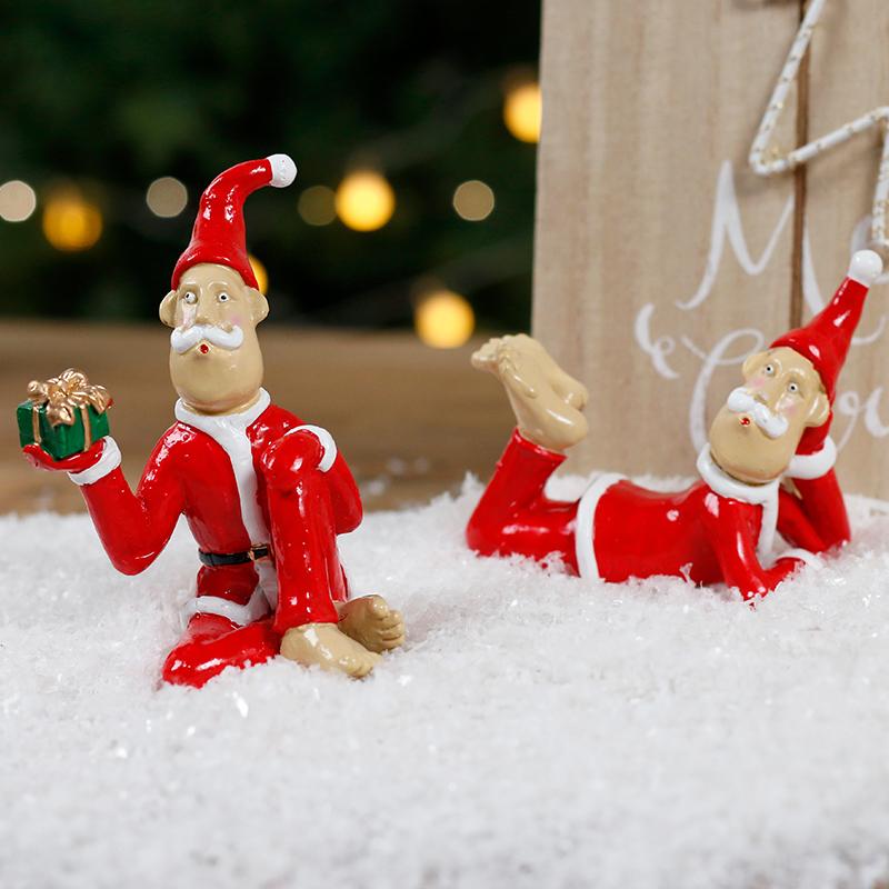 Wacky Santa Claus Ornaments, Resin Christmas Figurine Tabletop Indoor Home Decor, Thoughtful Present for Family and Friends