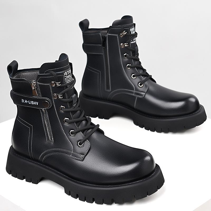 Fashion mens fashion desert boots genuine leather shoes outdoors cowboy tooling work boot handsome platform ankle botas spring autumn