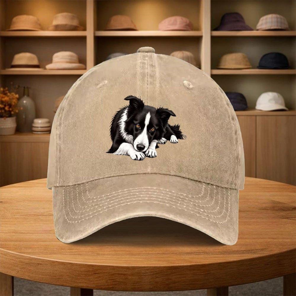 Leichte Baseballkappe im Streetstyle mit Border Collie Hundemuster-Design, geeignet für alle Jahreszeiten, für Partys, Picknicks, Cam