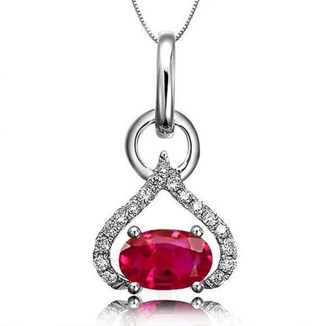 New Novel Women Pendant Necklace Inlaid Brilliant Red Cubic Zirconia Wedding Anniversary Love Gifts Female Statement Jewelry