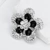 Elegant Rhinestone Flower Brooches for Women Fashion Clothing Pins Party Jewelry Accessory Gift