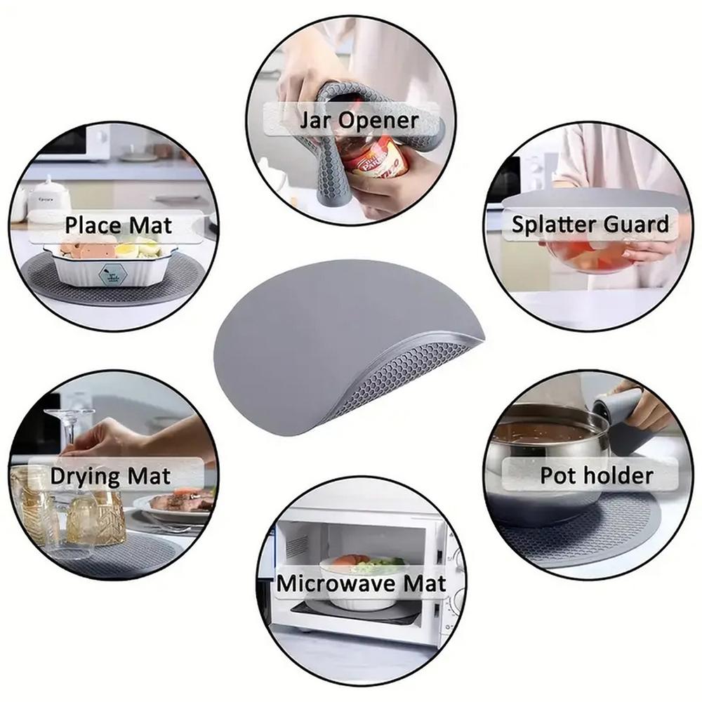 Tappetino in silicone grande da 25 cm, resistente al calore, sottobicchiere, tovaglietta a nido d'ape, antiscivolo, sottopentola, tovaglietta rotonda, accessori da cucina
