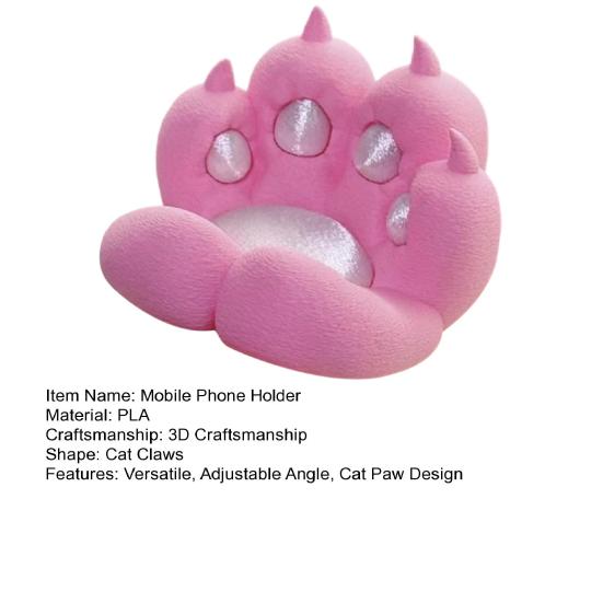 Cat Paw 3D Printed Phone Stand Desktop Holder for Cell Phone Tablet Foldable Portable Phone Mount for Office Home Travel